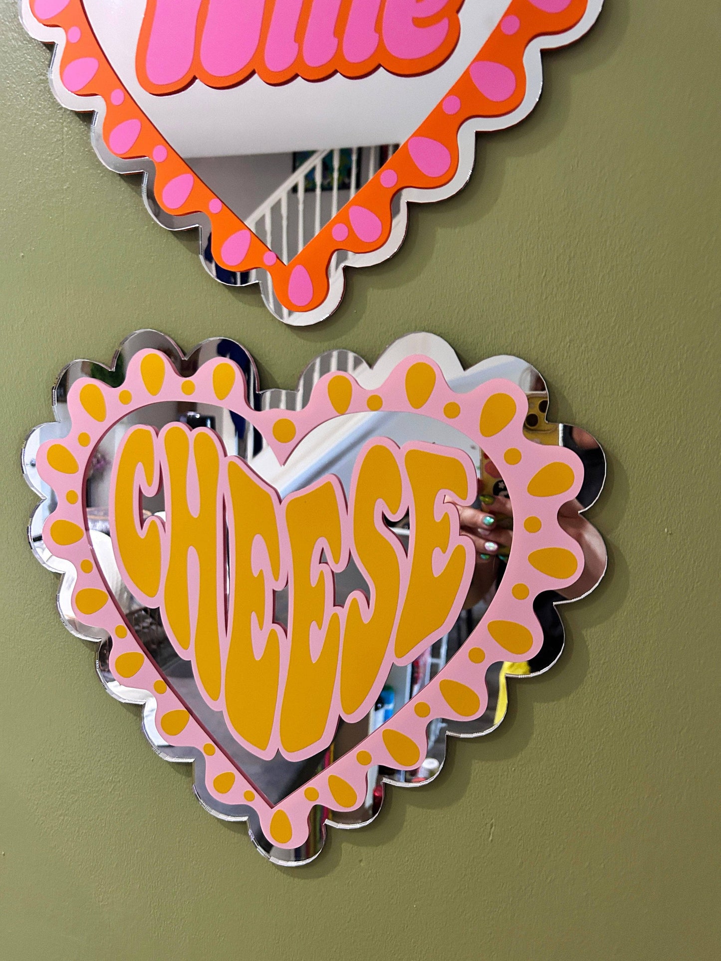 Large Frilly Cheese Heart Mirror