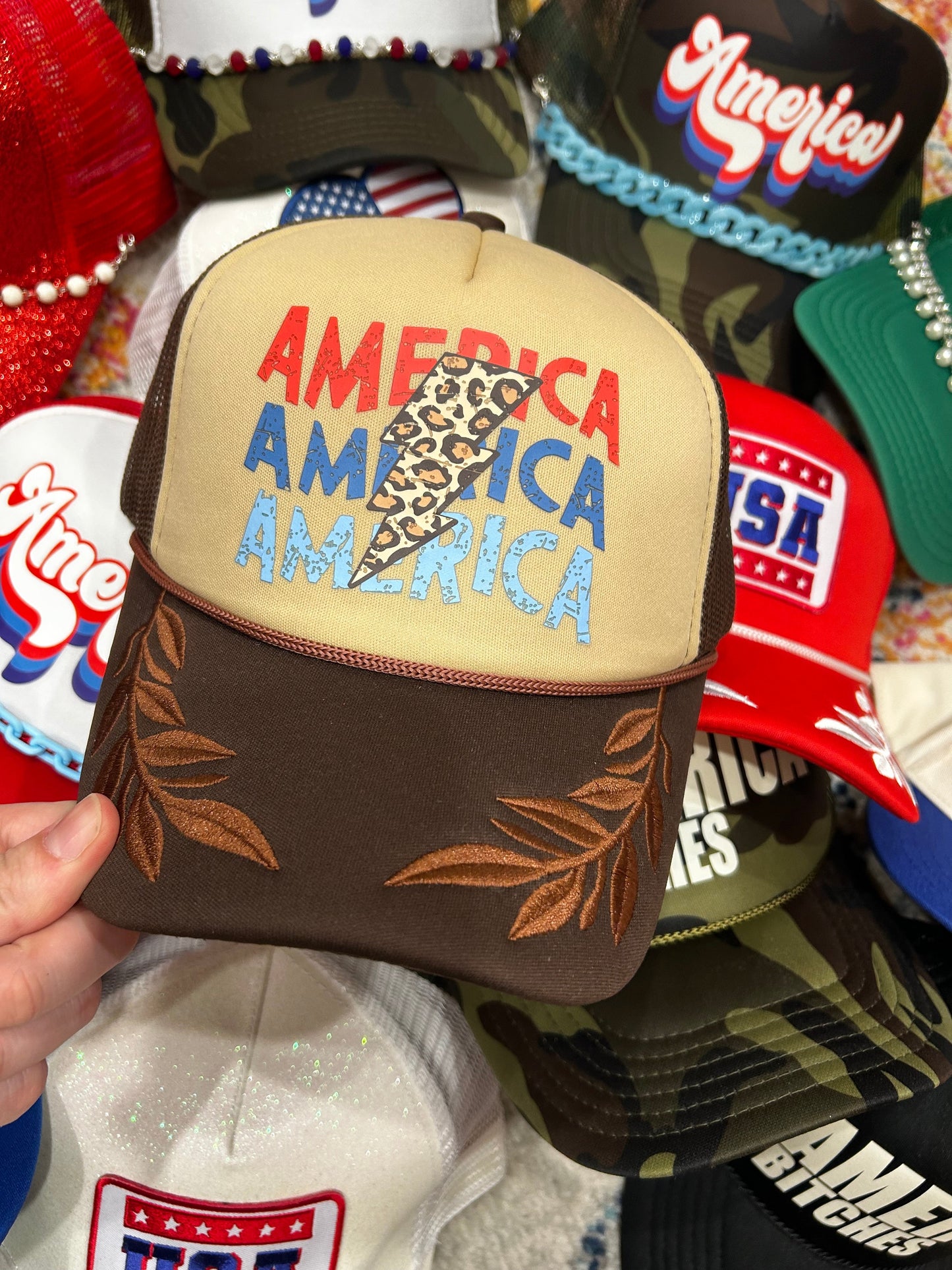 America Leopard Bolt Trucker
