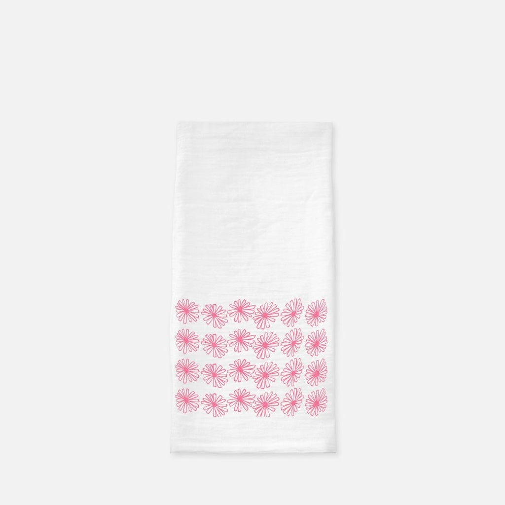 Tea Towel Pink Daises