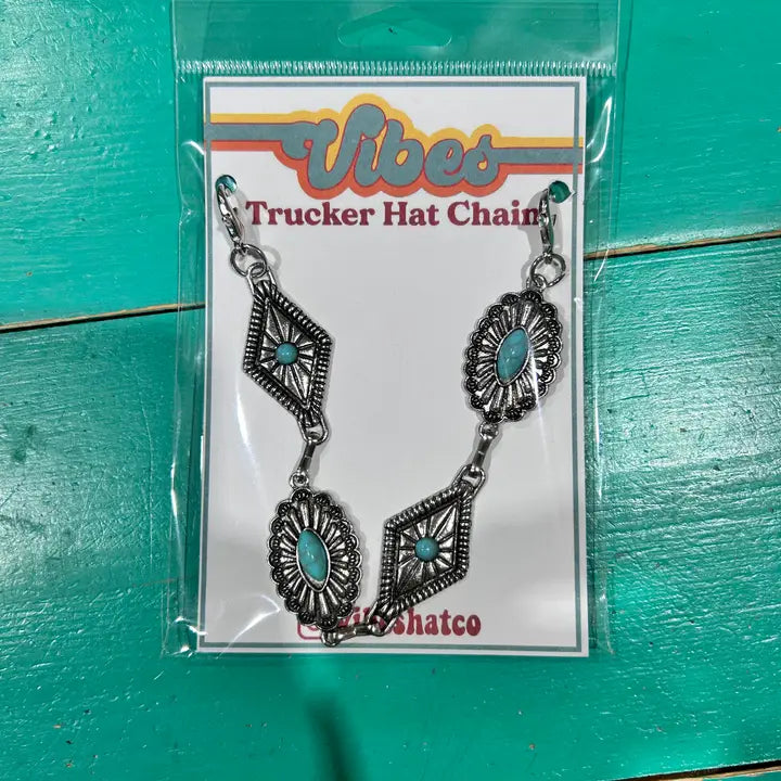 Silver & Turquoise Mixed Concho Trucker Chain