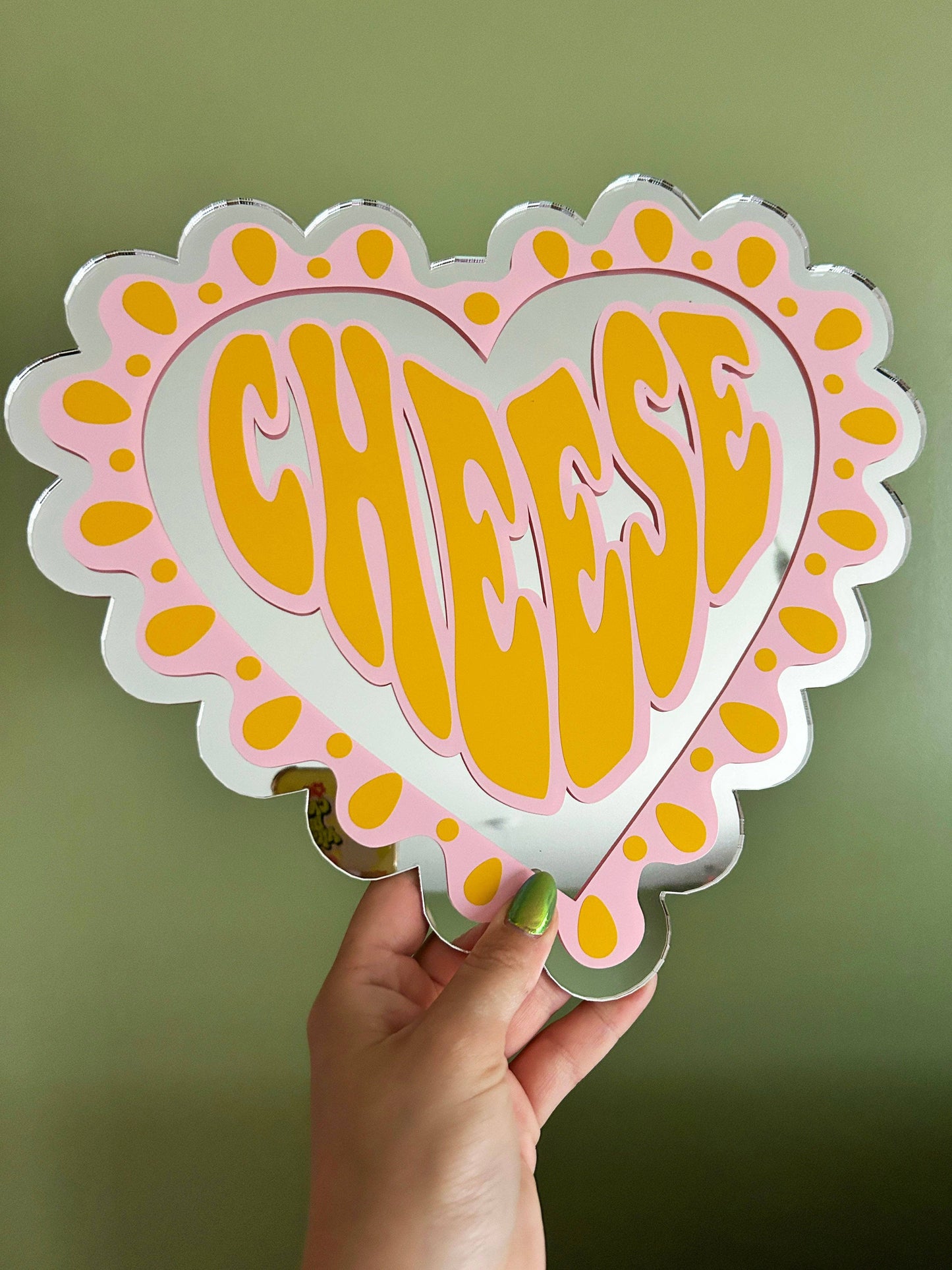 Large Frilly Cheese Heart Mirror
