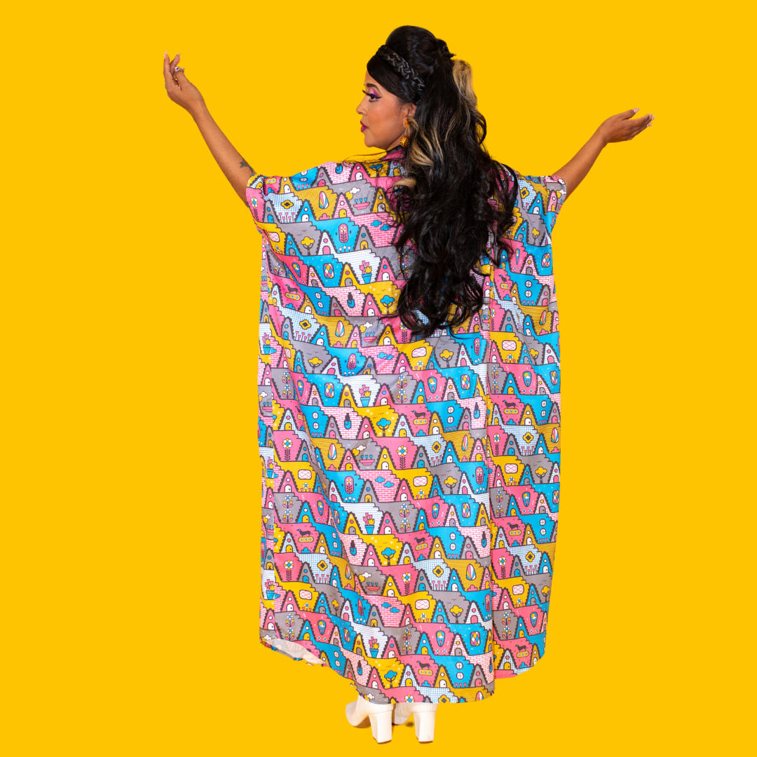8-Bit A-Frames Pocket Caftan in 2 options