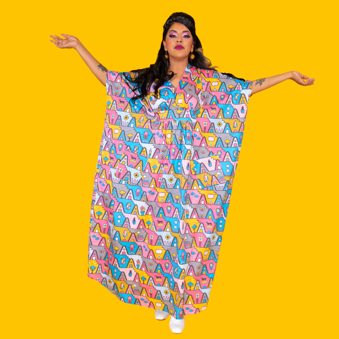 8-Bit A-Frames Pocket Caftan in 2 options