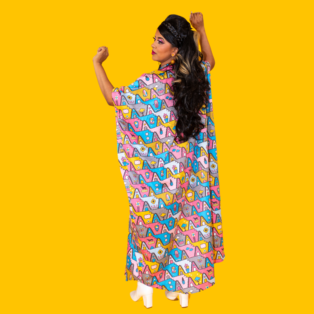 8-Bit A-Frames Pocket Caftan in 2 options