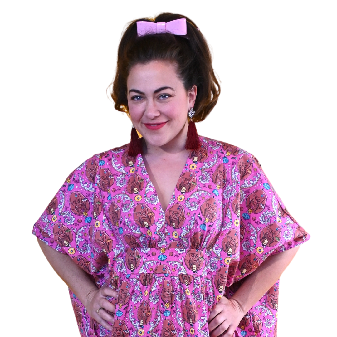Monkey Business Maxi Caftan in Magenta Madness