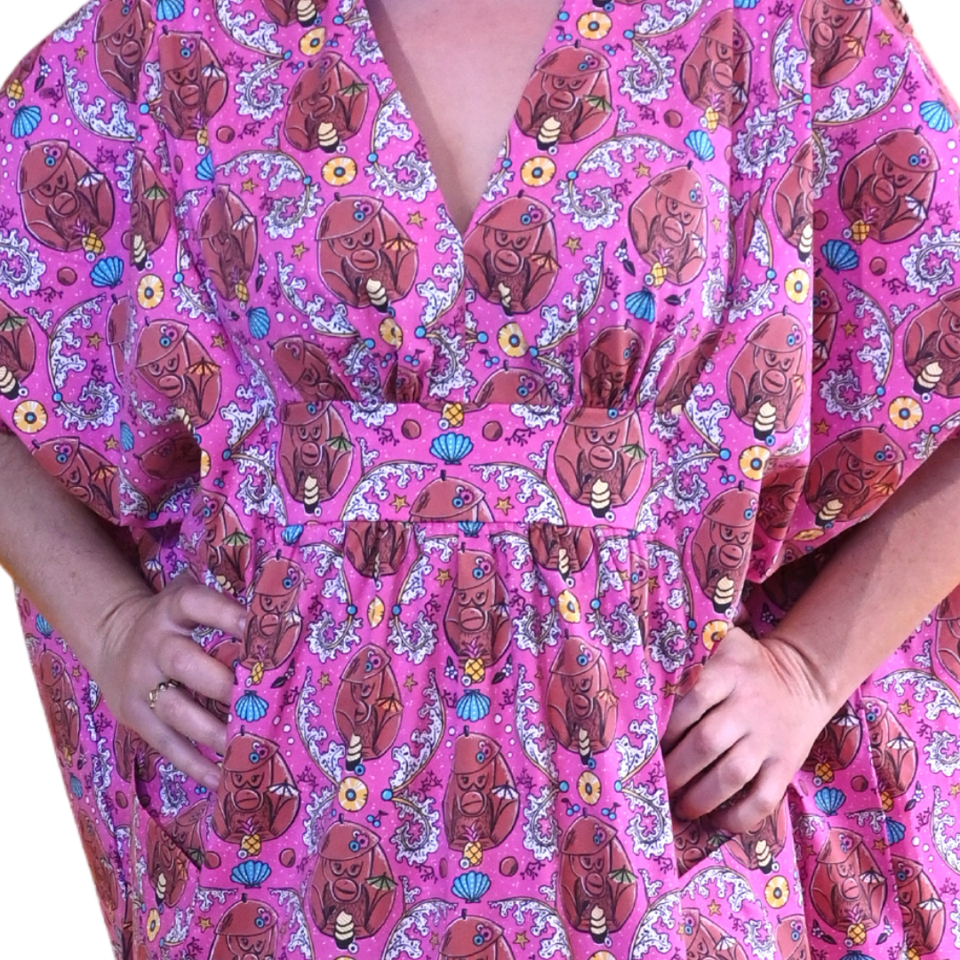 Monkey Business Maxi Caftan in Magenta Madness