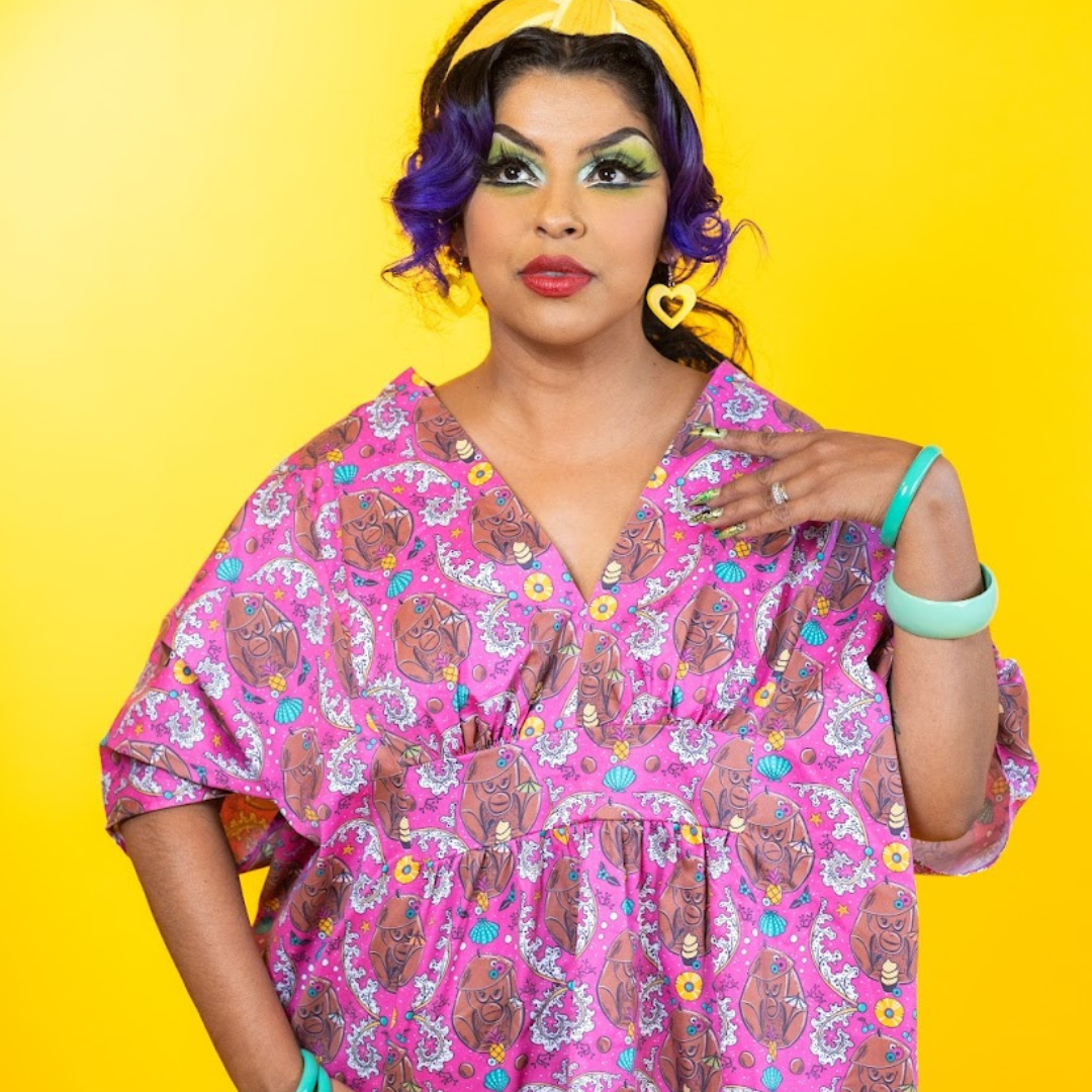 Monkey Business Maxi Caftan in Magenta Madness