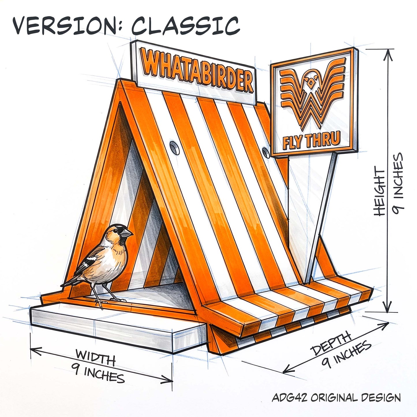 ADG42 The Whatabirder Parody Bird Feeder | Classic or Cafe Style