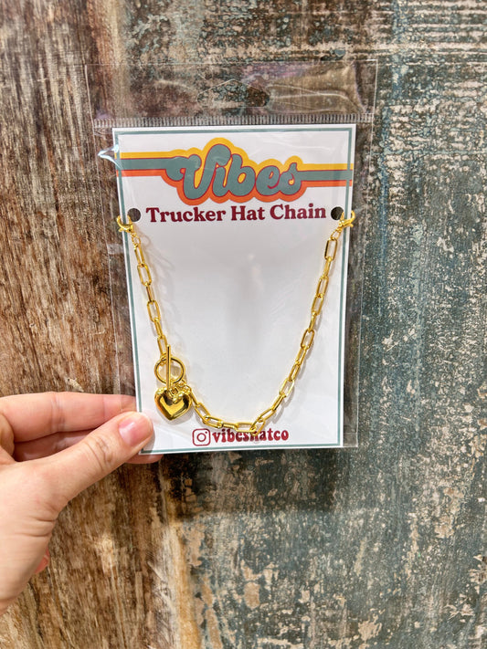 Gold Heart Trucker Hat Chain