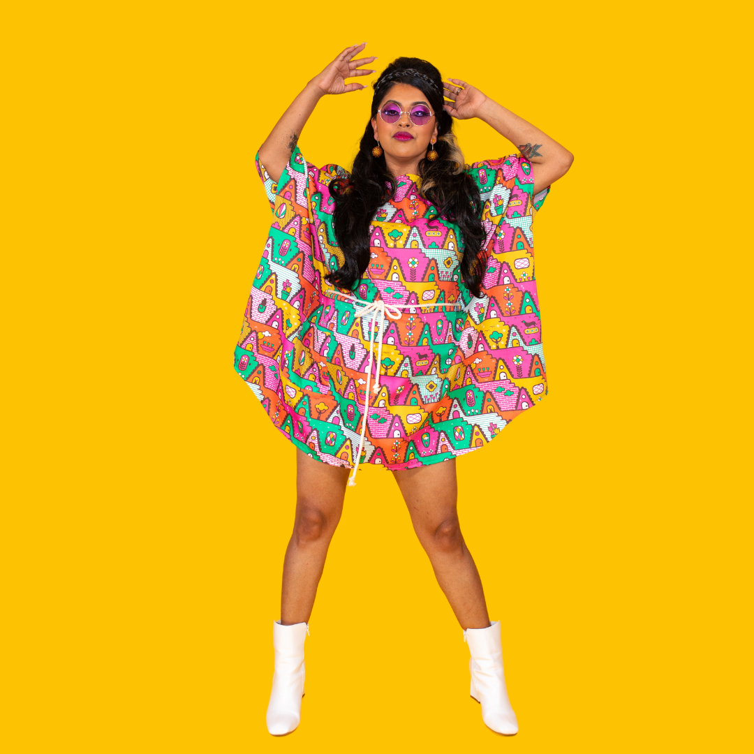8-Bit A-Frames Mini Muumuu in Bright Day