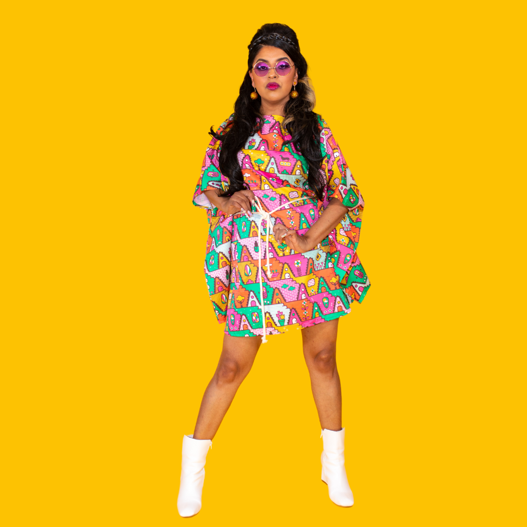 8-Bit A-Frames Mini Muumuu in Bright Day