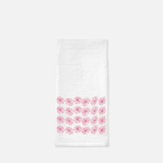 Tea Towel Pink Daises