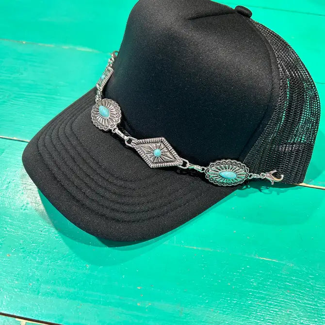 Silver & Turquoise Mixed Concho Trucker Chain