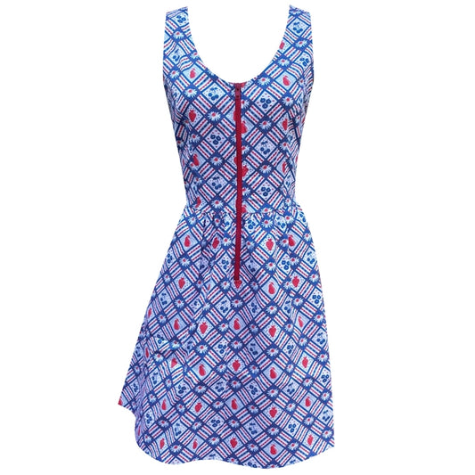 Fruit Picnic Print Zip-Front Dress