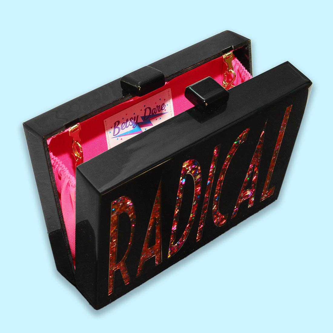 Hot Pink Confetti Radical Acrylic Cyndi Clutch