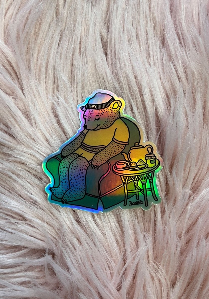 Live Slow Die Cozy Hologram Sticker