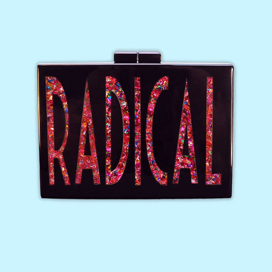 Hot Pink Confetti Radical Acrylic Cyndi Clutch